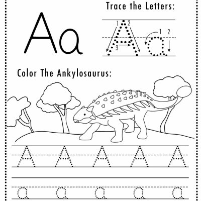 Letter A Dino Worksheets