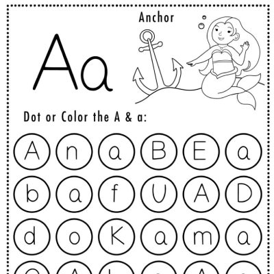 Letter A Mermaid Dot Worksheet