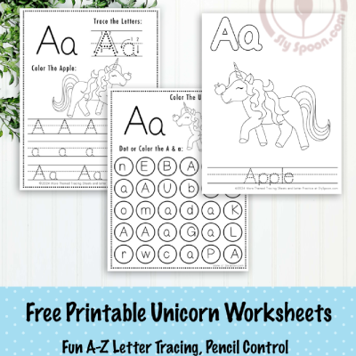 Letter A Unicorn Worksheets