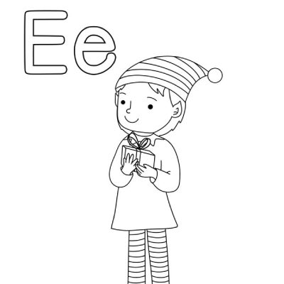 Christmas Themed Letter E Worksheets