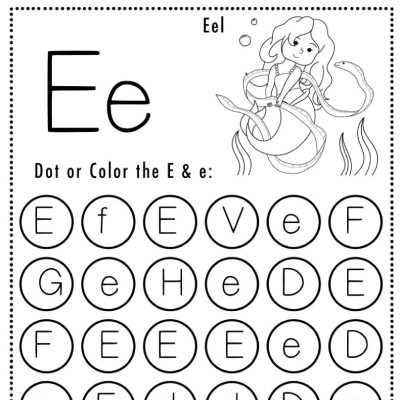 Mermaid Letter E Worksheets