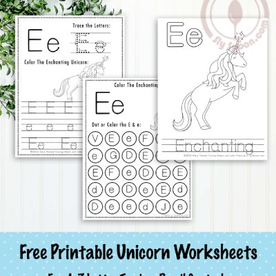 Unicorn Letter E Worksheets