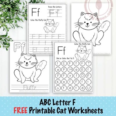 Letter F Worksheets Cat Themed