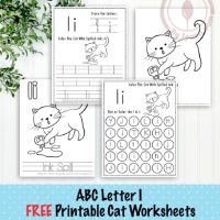 Cat Themed Letter I Worksheets