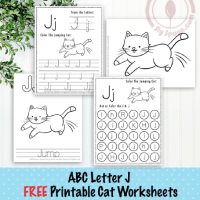 Cat Themed Letter J Worksheets