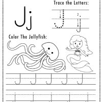 Mermaid Themed Letter J Worksheets