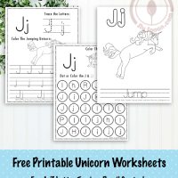 Unicorn Themed Letter J Worksheets