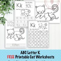 Cat Themed Letter K Worksheets