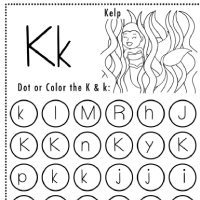 Mermaid Themed Letter K Worksheets