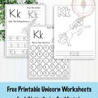 Unicorn Themed Letter K Worksheets