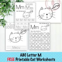 Cat Themed Letter M Worksheets