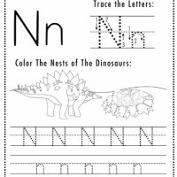 Dino Themed Letter N Worksheets