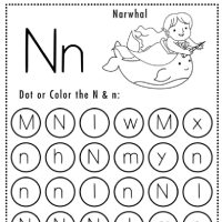 Mermaid Themed Letter N Worksheets