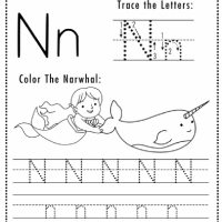 Mermaid Themed Letter N Worksheets