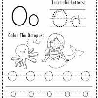 Mermaid Themed Letter O Worksheets