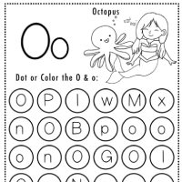 Mermaid Themed Letter O Worksheets