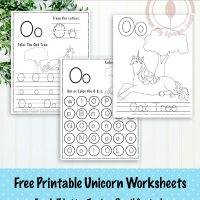 Unicorn Themed Letter O Worksheets