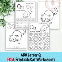 Cat Themed Letter Q Worksheets