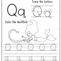 Mermaid Themed Letter Q Worksheets