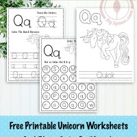 Unicorn Themed Letter Q Worksheets