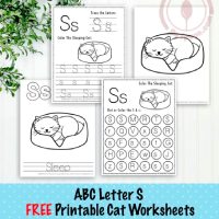 Cat Themed Letter S Worksheets