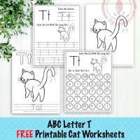 Cat Themed Letter T Worksheets