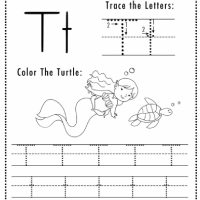 Mermaid Themed Letter T Worksheets