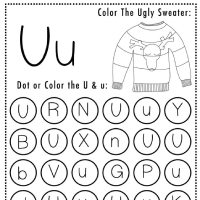 Christmas Themed Letter U Worksheets