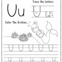 Mermaid Themed Letter U Worksheets