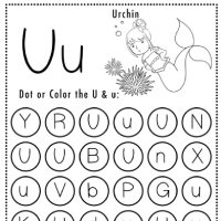 Mermaid Themed Letter U Worksheets