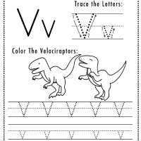 Dino Themed Letter V Worksheets