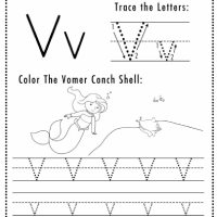 Mermaid Themed Letter V Worksheets