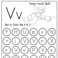 Mermaid Themed Letter V Worksheets