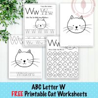 Cat Themed Letter W Worksheets