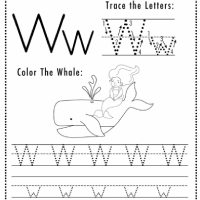 Mermaid Themed Letter W Worksheets