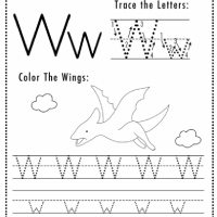 Dino Themed Letter W Worksheets