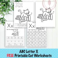 Cat Themed Letter X Worksheets