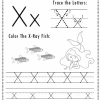 Mermaid Themed Letter X Worksheets