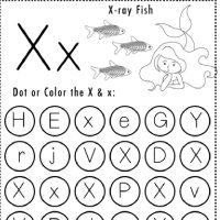 Mermaid Themed Letter X Worksheets