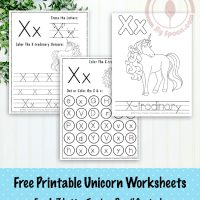 Unicorn Themed Letter X Worksheets