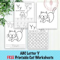 Cat Themed Letter Y Worksheets