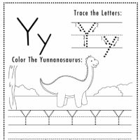 Dino Themed Letter Y Worksheets