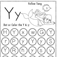 Mermaid Themed Letter Y Worksheets