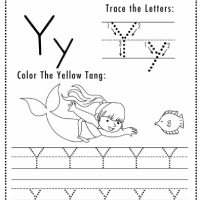 Mermaid Themed Letter Y Worksheets