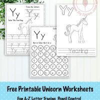 Unicorn Themed Letter Y Worksheets