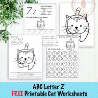 Cat Themed Letter Z Worksheets