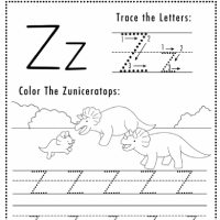 Dino Themed Letter Z Worksheets