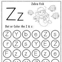 Mermaid Themed Letter Z Worksheets