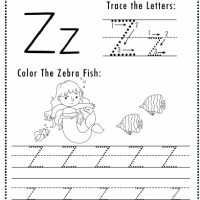 Mermaid Themed Letter Z Worksheets