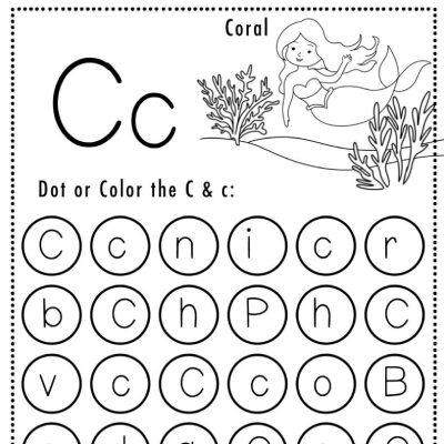 Letter C Mermaid Worksheets